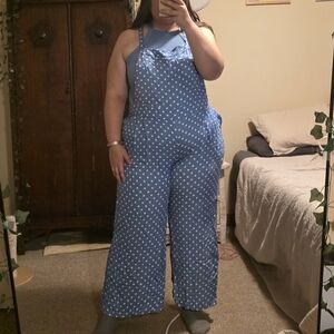NWT Torrid Size 2X Blue Polka Dot Jumpsuit